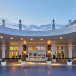 the entrance to the hotel